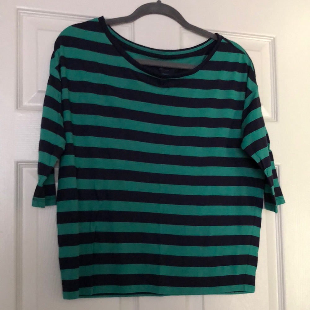Striped Green and Black Women's Top